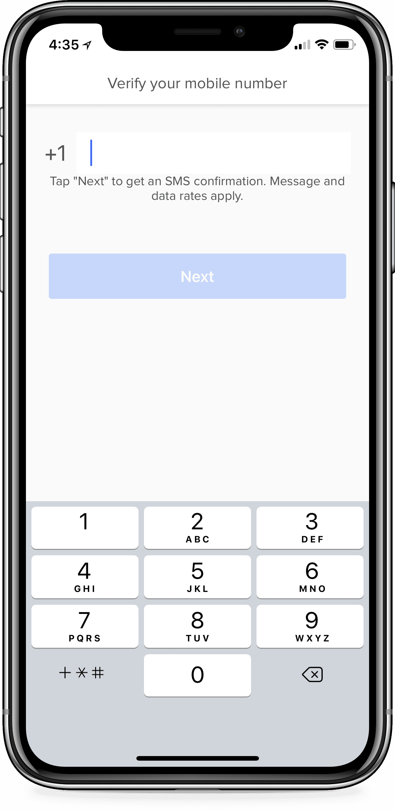 iPhone屏幕要求验证您的手机号码