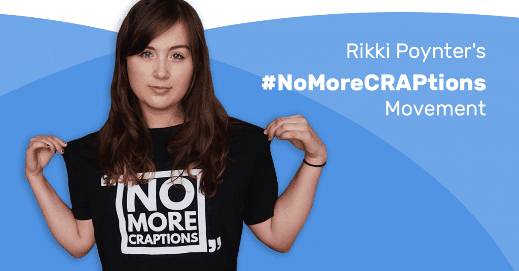 YouTube上的照片，Rikki Poynter穿着她标志性的No More Craptions t恤