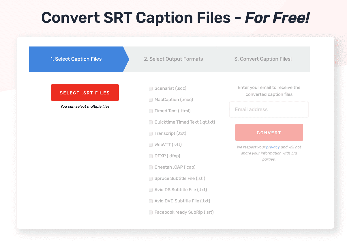 选择SRT字幕文件上传和转换为免费