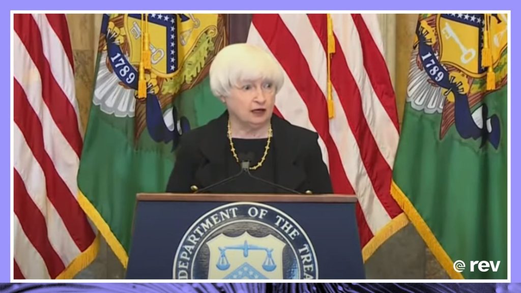 美国财政部长耶伦在国际货币基金组织召开新闻发布会