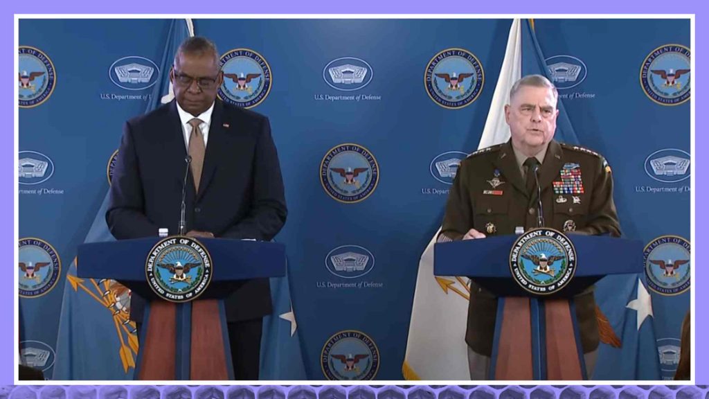 俄罗斯击落美国无人机后，国防部长奥斯汀和米利将军举行新闻发布会